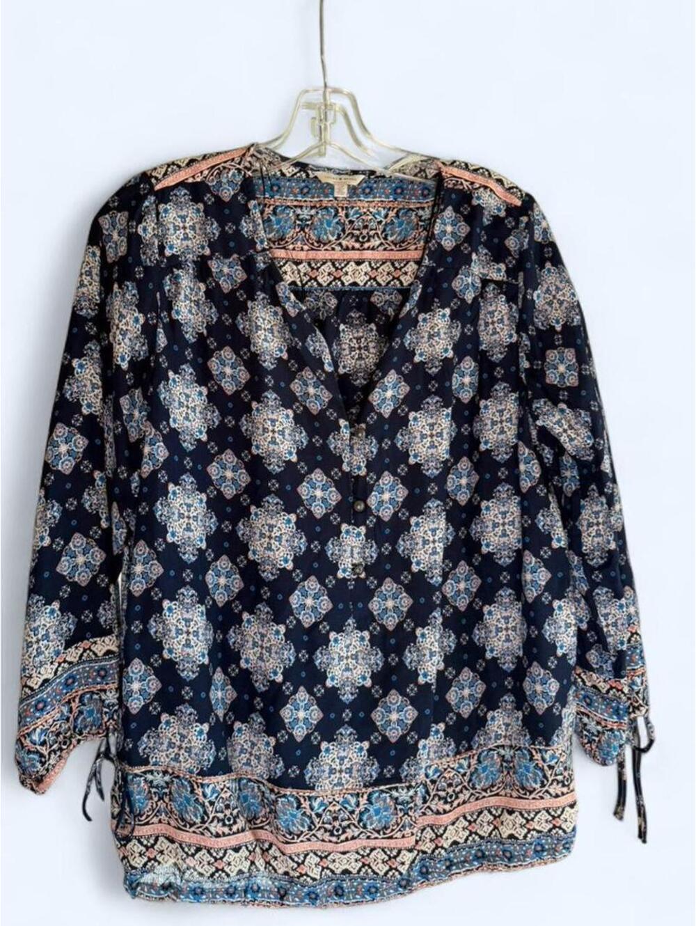 Lucky Brand Women's Blue and Multi Blous